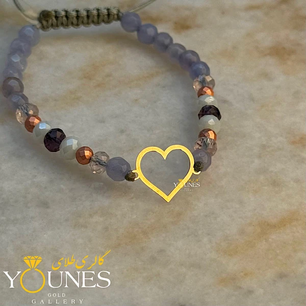 دستبند سنگی قلب مینیمال طلا لیزری